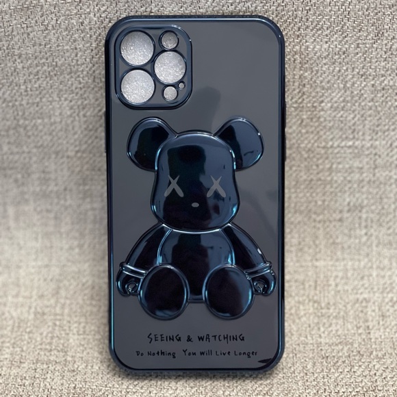 Electroplate Blue Violent Bear in Dark Background iPhone Case - Picture 3 of 14